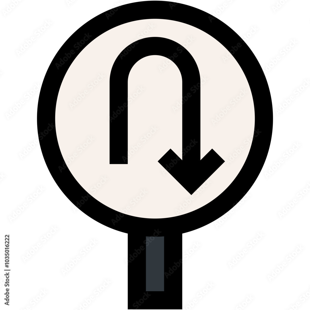 Vector Icon U Turn, traffic, sign, turn, route Vector Icon U Turn, traffic, sign, turn, route