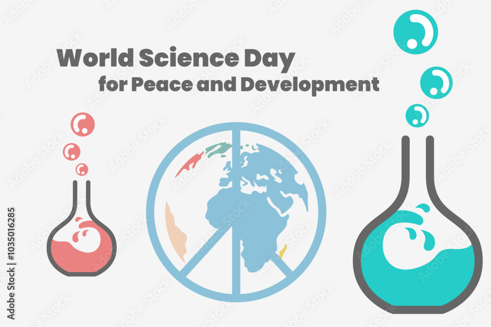World science day for peace and development poster illustration World science day for peace and development poster illustration