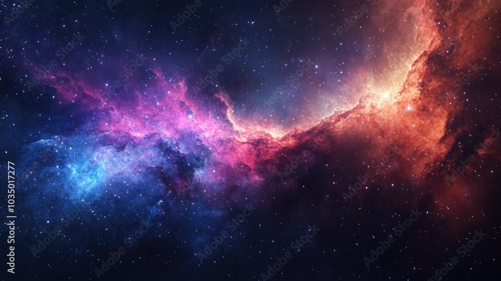 Fototapeta premium Vibrant interstellar nebula in deep space, displaying cosmic colors and star fields