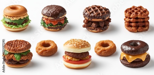 Creative and delicious donut burgers, perfect for a unique snack or a fun meal.