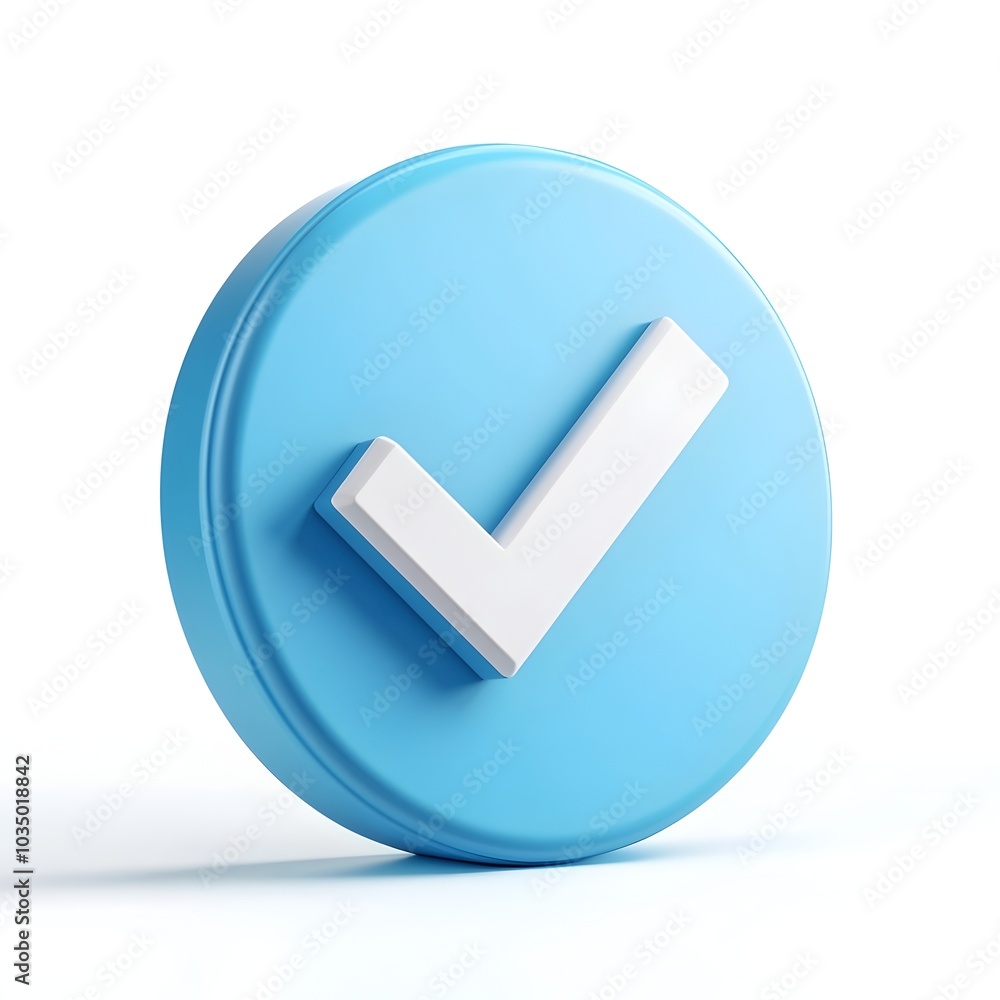 3D Checkmark Icon Against Plain White Background 3D Checkmark Icon Against Plain White Background
