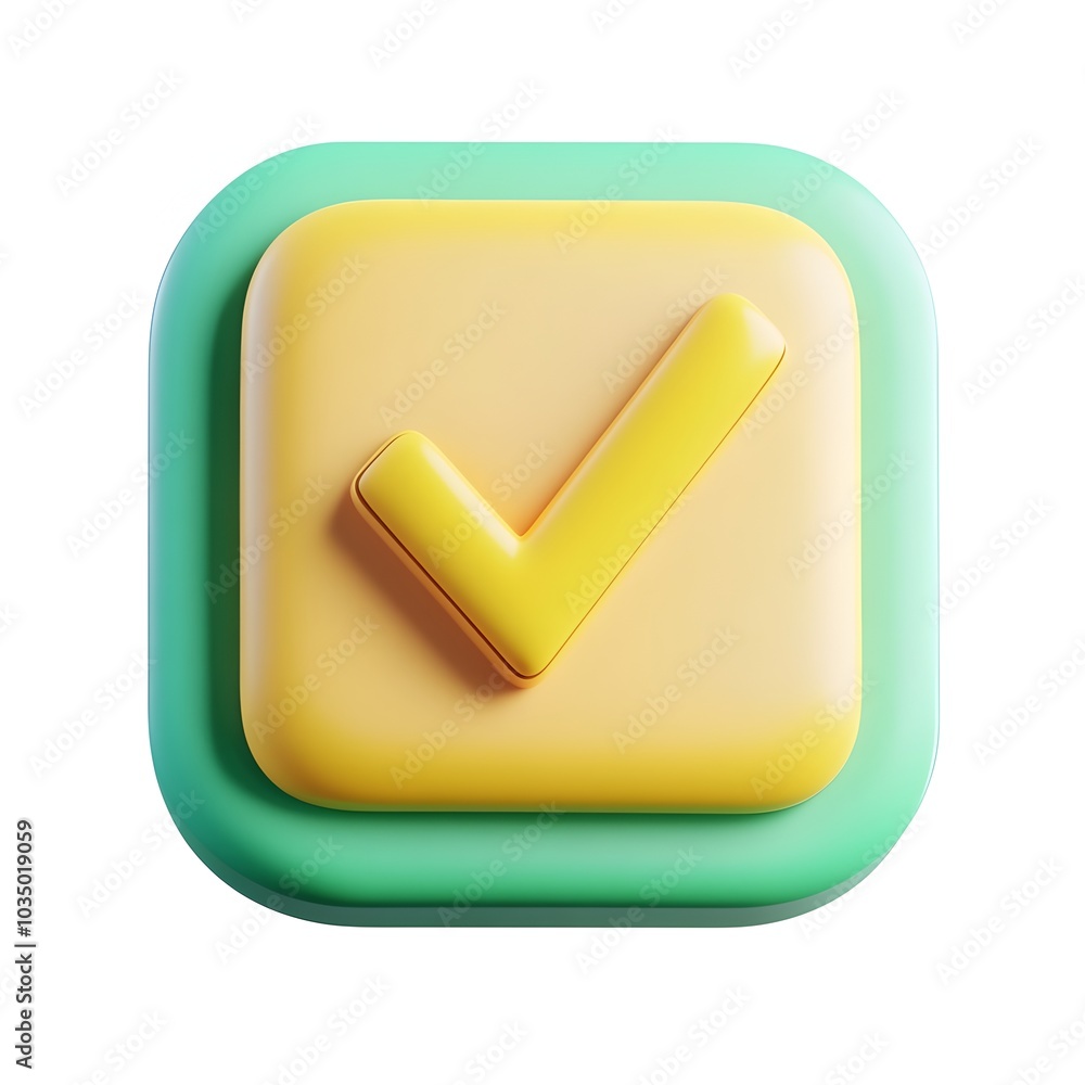 Checkmark Icon in Vibrant Speech Bubble with Cartoonish Design Checkmark Icon in Vibrant Speech Bubble with Cartoonish Design
