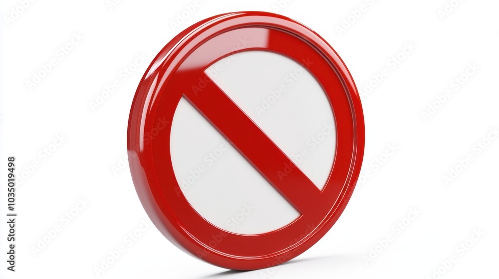 Caution Red Prohibition Sign on White Background - Symbol of Warning and Restrictions Caution Red Prohibition Sign on White Background - Symbol of Warning and Restrictions