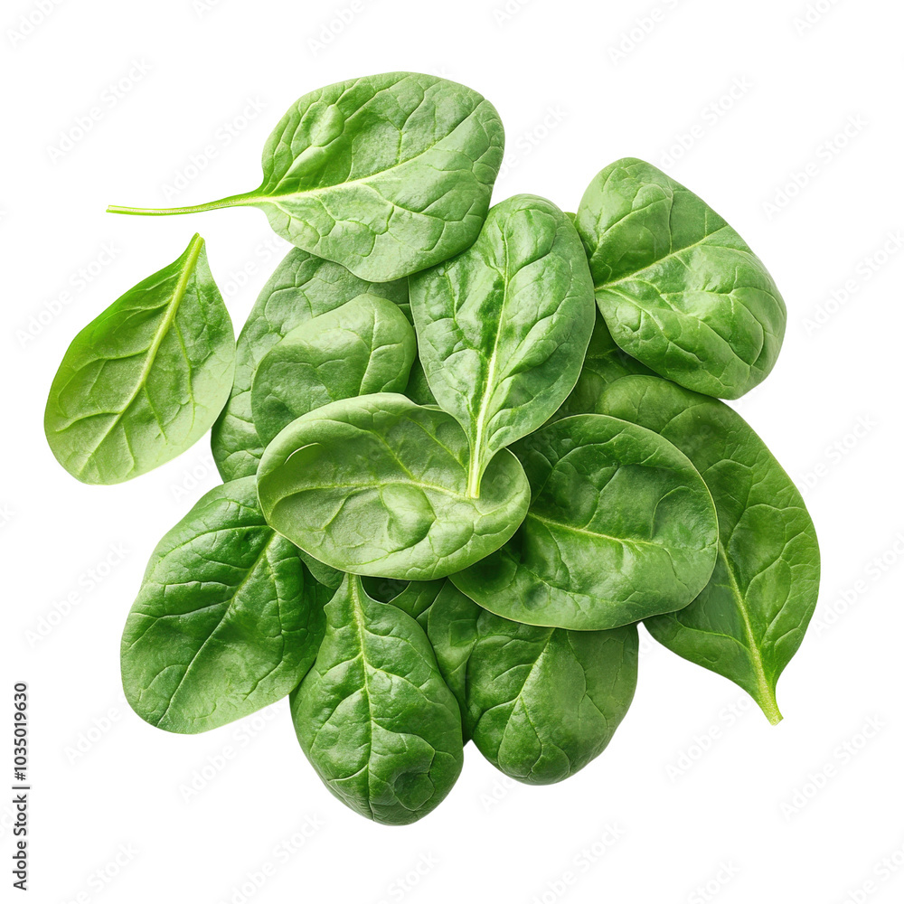 Fototapeta premium Fresh spinach leaves, isolated on white background 
