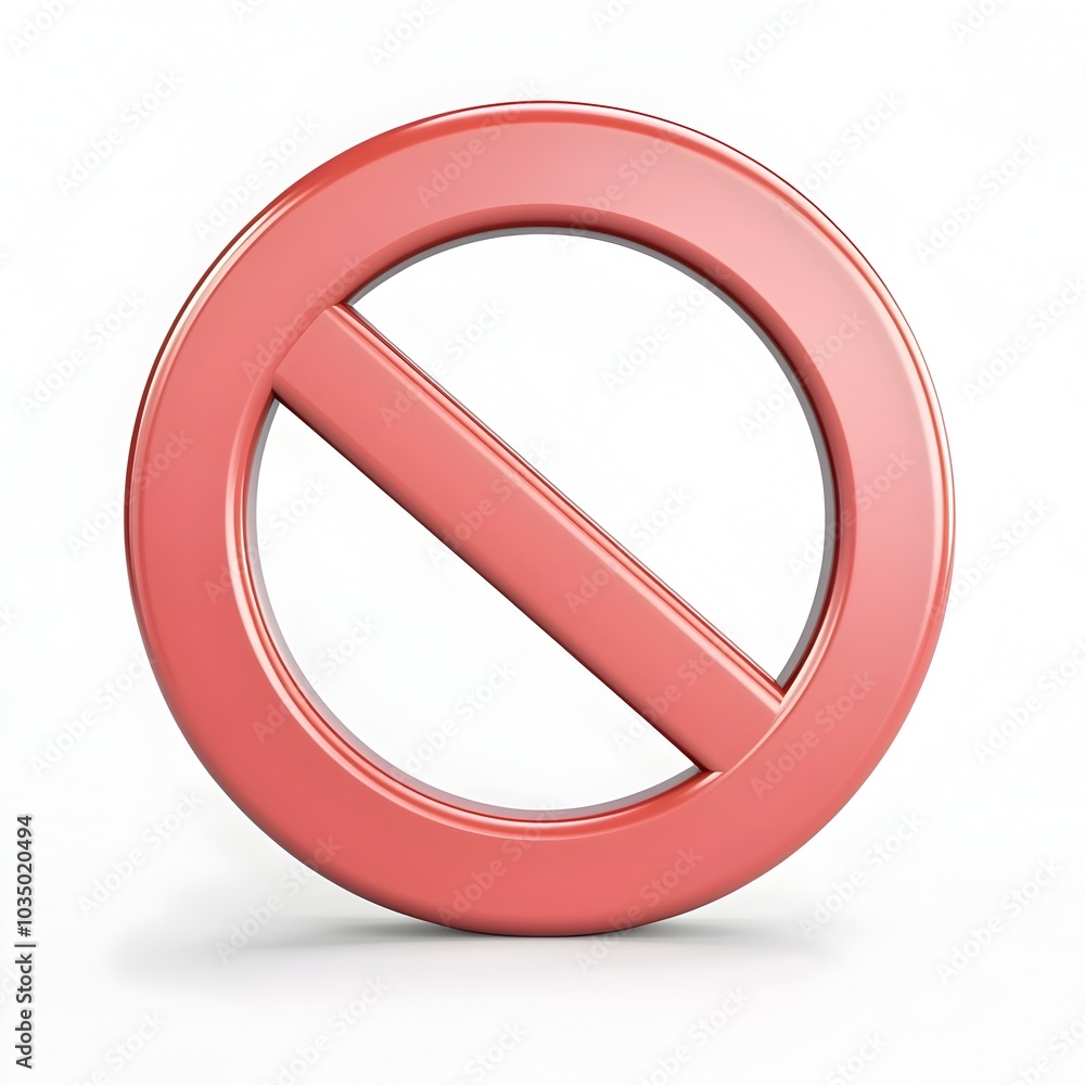Simplified 3D Prohibited Sign No Entry Icon Warning Symbol Against White Background Simplified 3D Prohibited Sign No Entry Icon Warning Symbol Against White Background