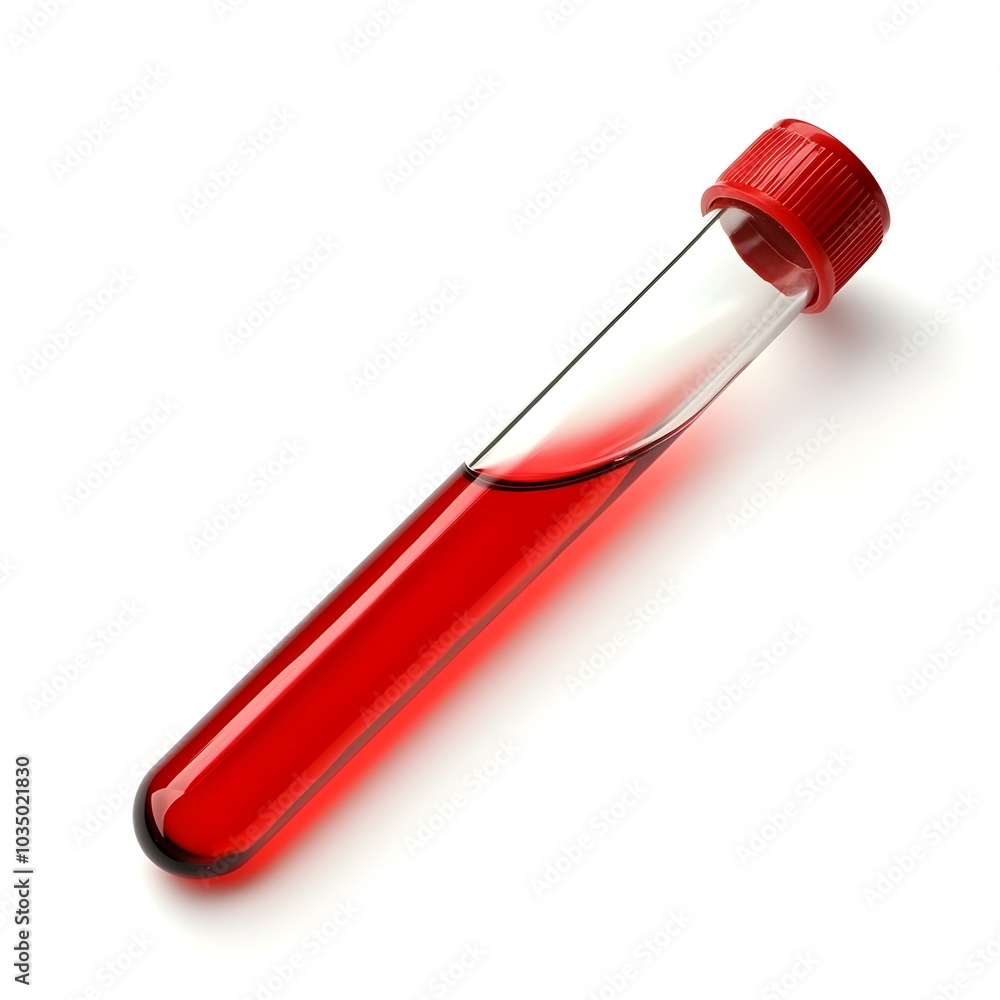 Red Glass Test Tube on White Background with Laboratory Equipment Red Glass Test Tube on White Background with Laboratory Equipment