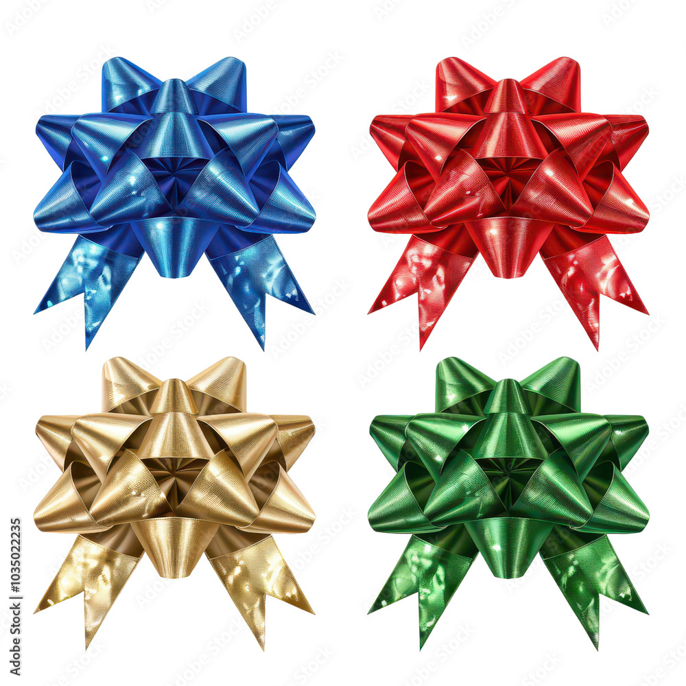 Christmas gift bows, holiday accessory, on transparent background cutout Christmas gift bows, holiday accessory, on transparent background cutout