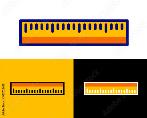 Illustration of ruler stationary, for measurement, create shape image or line