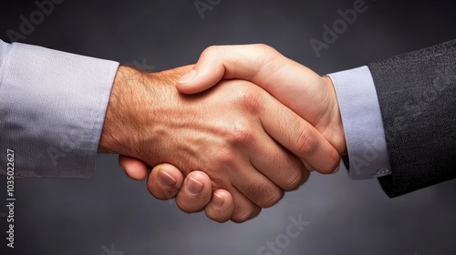 A close-up of two hands shaking, symbolizing agreement, collaboration, or partnership in a professional context.