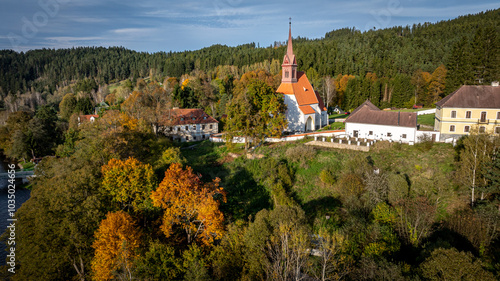 church in the forest. Zátoň, Vetřní photo