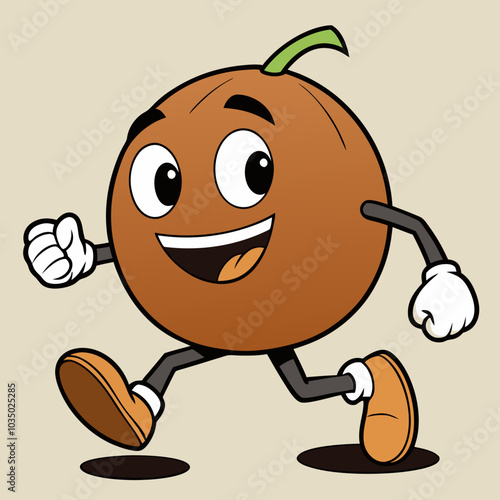 Cheerful cartoon orange character running happily, perfect for healthy eating, fruit, or playful designs.