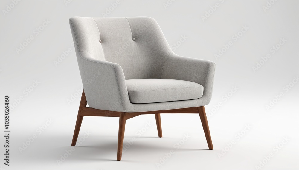 A detailed 3D model of a modern chair against a clean white background, ideal for interior design projects and furniture catalogues, Generative AI A detailed 3D model of a modern chair against a clean white background, ideal for interior design projects and furniture catalogues, Generative AI