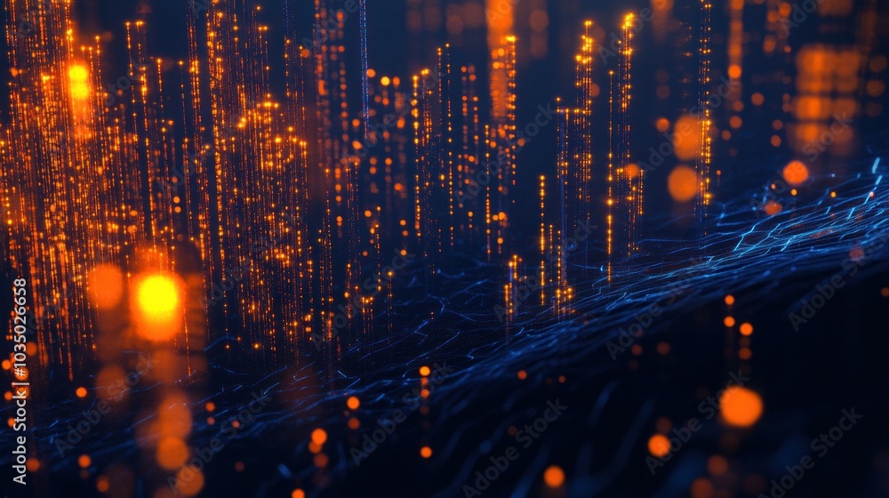 Fototapeta premium Abstract Digital Landscape with Glowing Lights