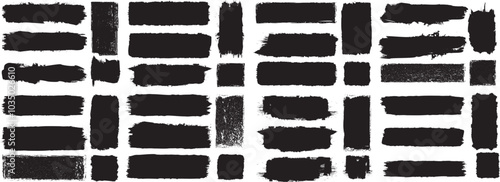 Brushes pack .Grunge Paint Roller set . Vector brush Stroke . Paint strokes. Black stripes isolated. paintbrush collection .Textured box . Brush line set. Rough edges for banner. Bulge lines pack