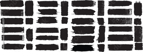 Brushes pack .Grunge Paint Roller set . Vector brush Stroke . Paint strokes. Black stripes isolated. paintbrush collection .Textured box . Brush line set. Rough edges for banner. Bulge lines pack