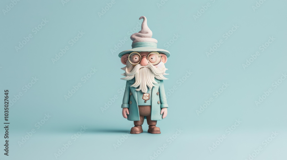 Cartoon Gnome with White Beard and Blue Coat Cartoon Gnome with White Beard and Blue Coat