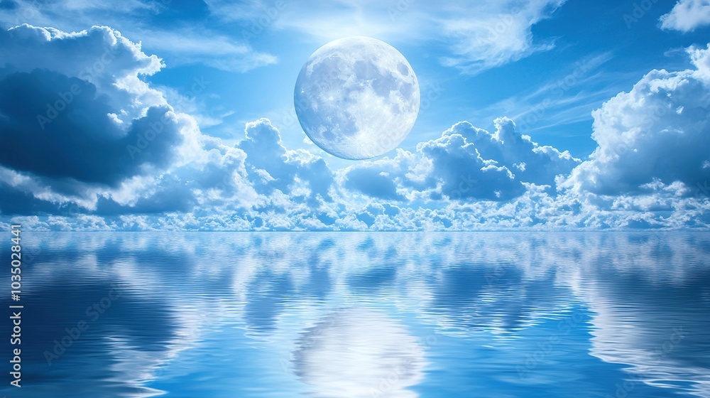 Obraz premium Serene Moonlit Reflection Over Tranquil Waters