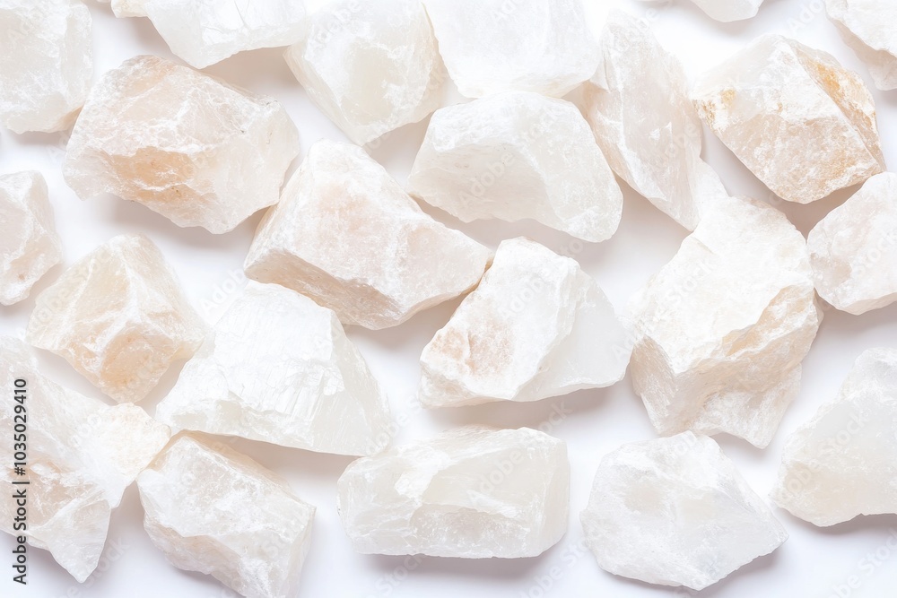 Close-up of rough white mineral stones showcasing unique textures and colors, perfect for natural and artistic backgrounds. Close-up of rough white mineral stones showcasing unique textures and colors, perfect for natural and artistic backgrounds.