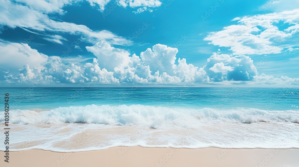Tranquil Ocean Waves Under Bright Blue Sky Tranquil Ocean Waves Under Bright Blue Sky