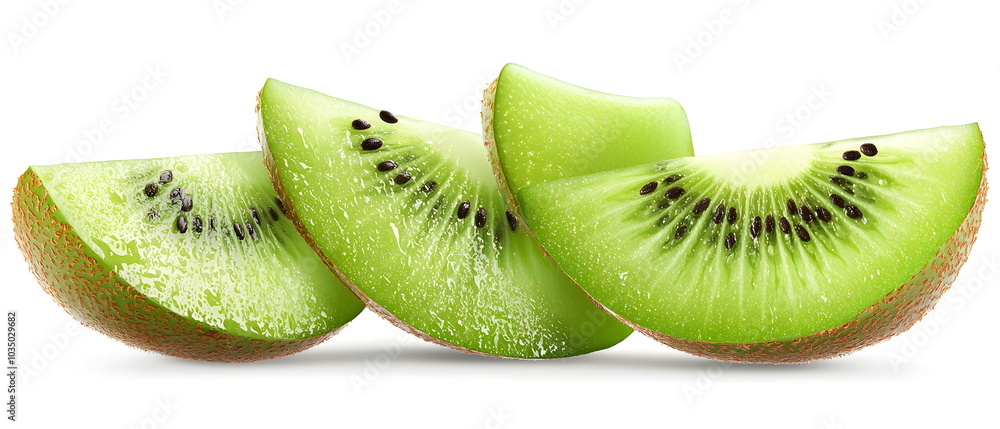 Fototapeta premium Juicy Kiwi Slices: Refreshing Green Kiwi Fruit Slices 