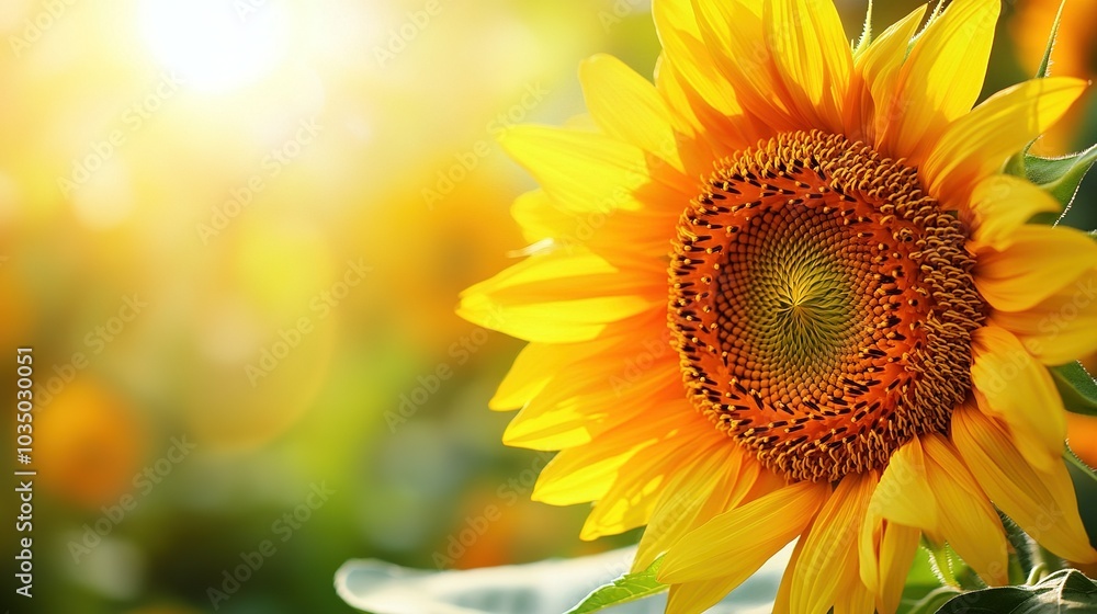 Radiant Sunflower Bloom with Sunlight Background Radiant Sunflower Bloom with Sunlight Background