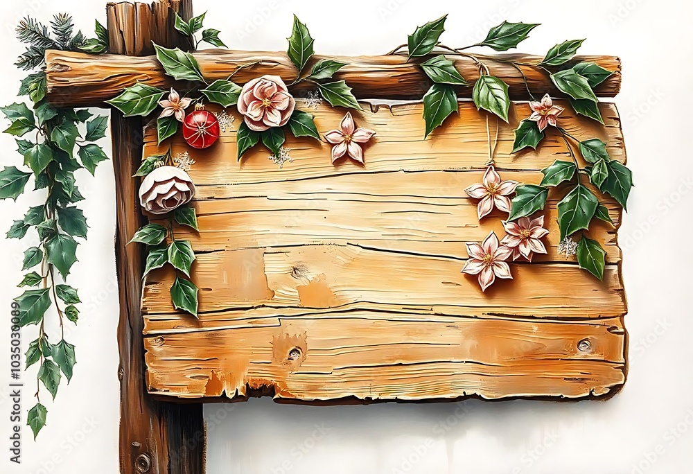 Wooden Sign with Floral Frame Wooden Sign with Floral Frame