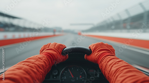 Driver's cockpit view during a Formula 1 race, perspective from behind the wheel