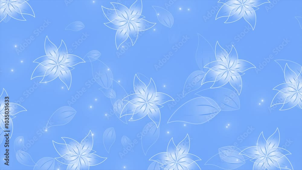Royal blue color flower petals moving upward direction modern design floral background Royal blue color flower petals moving upward direction modern design floral background