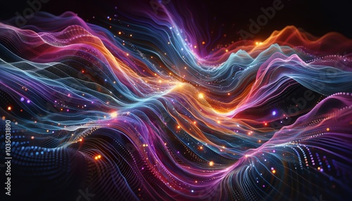 Wallpaper Mural An abstract visualization of flowing, semi-transparent fabric-like waves in vibrant colors Torontodigital.ca