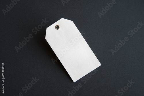 White clothing hang tag mockup blank paper cardboard price label tag with rope with sopy space