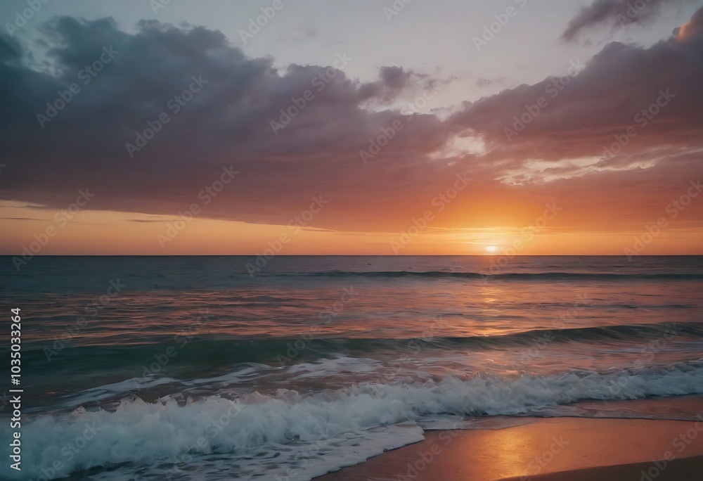 A breathtaking sunset paints the sky with vibrant colors over a calm ocean. A breathtaking sunset paints the sky with vibrant colors over a calm ocean.