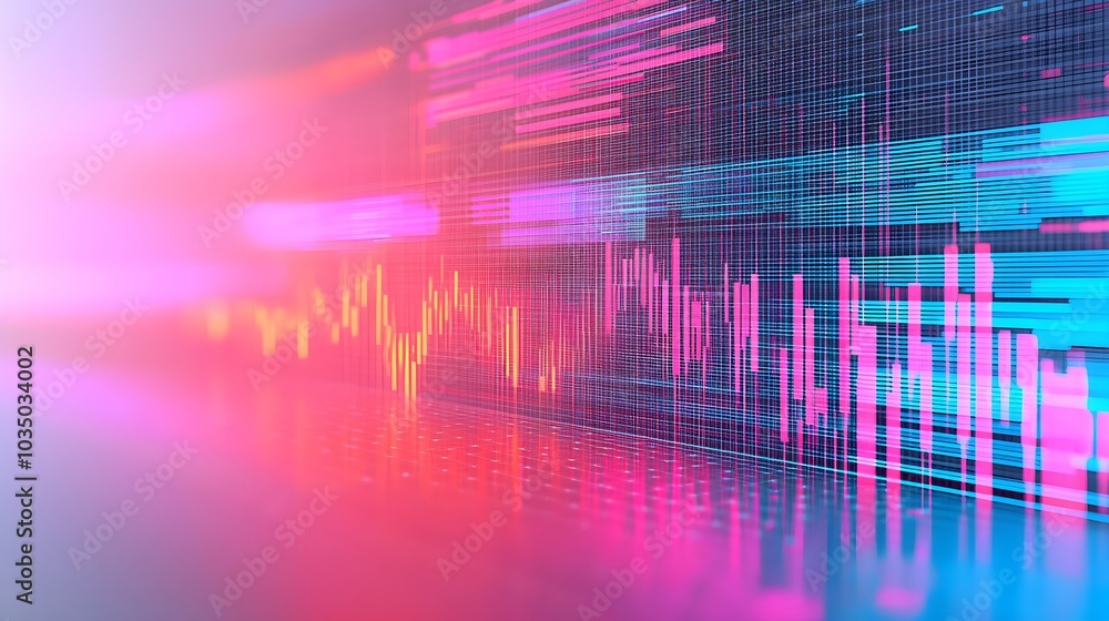Vibrant digital sound wave visualization in neon colors Vibrant digital sound wave visualization in neon colors