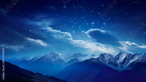 Night landscape with colorful Milky Way Beautiful mountain Starry sky with Milky Way Space background