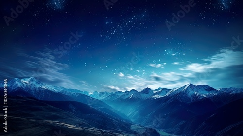 Night landscape with colorful Milky Way Beautiful mountain Starry sky with Milky Way Space background