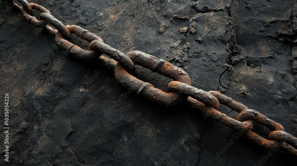 A broken chain link on a dark background, symbolizing breaking free from constraints A broken chain link on a dark background, symbolizing breaking free from constraints