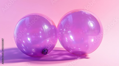 Two Pink Balloons on Pastel Background