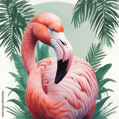 Tropical Bird Flamingo T-shirt Print design Animal background