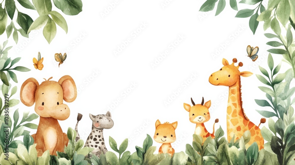 Naklejka premium Cute Safari Animals Illustration