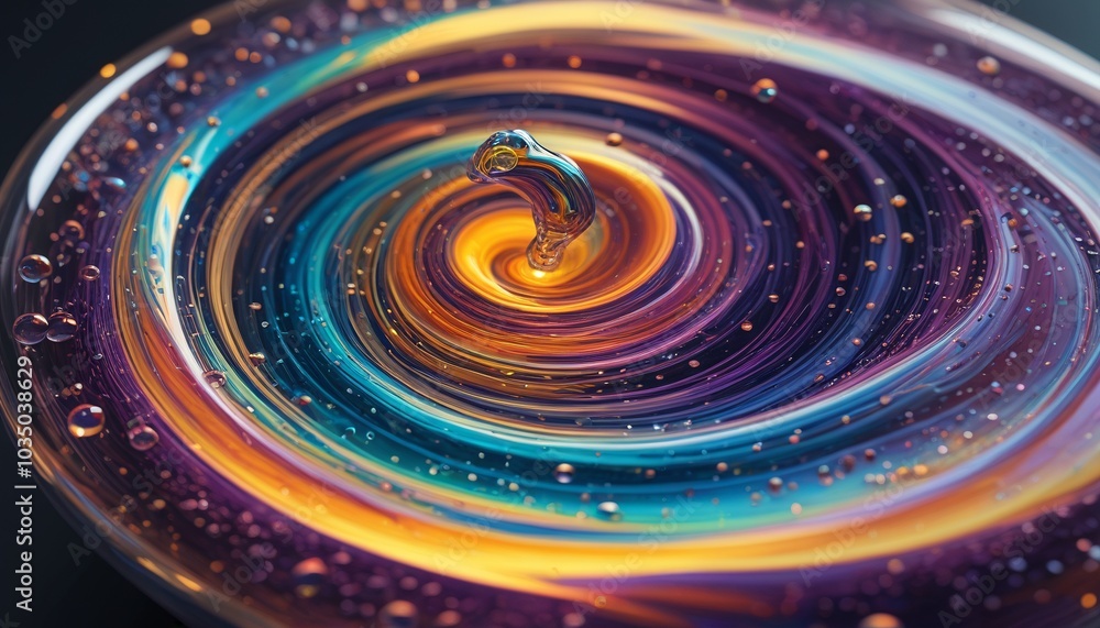 A vibrant potion swirling with iridescent colors, hinting at its unpredictable magical effects, showcased on a polished glass surface, Generative AI A vibrant potion swirling with iridescent colors, hinting at its unpredictable magical effects, showcased on a polished glass surface, Generative AI