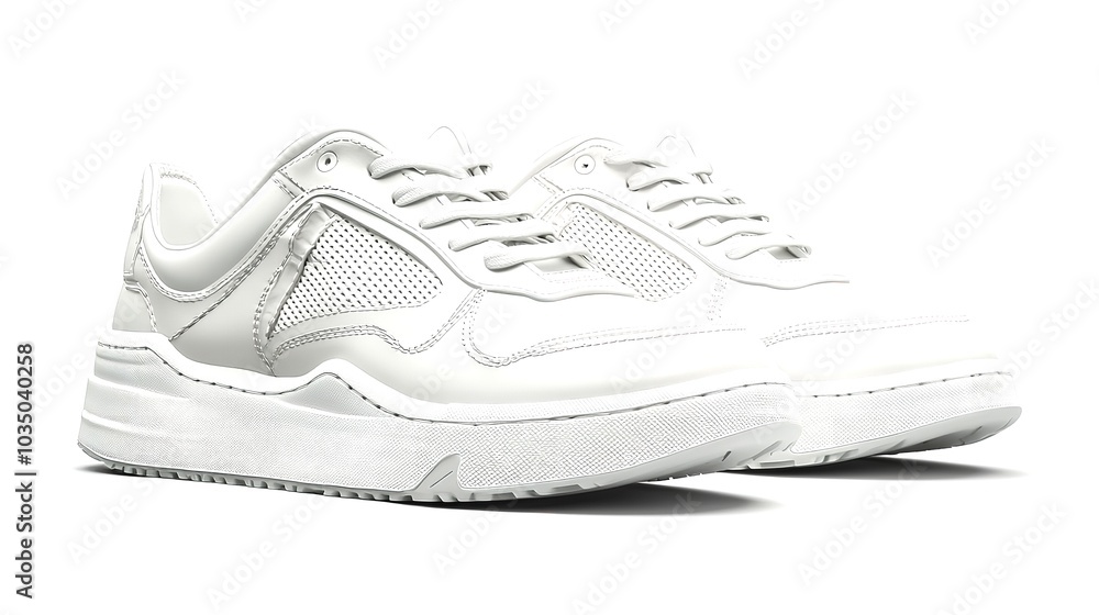 Full white sneakers on white background, including clipping path Full white sneakers on white background, including clipping path