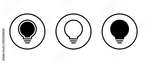 Light bulb icon set on circle line. Lamp sign symbol