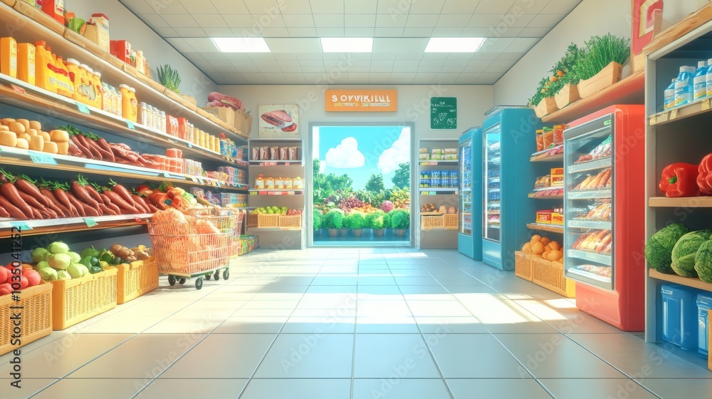 Sunny Grocery Store Interior Sunny Grocery Store Interior