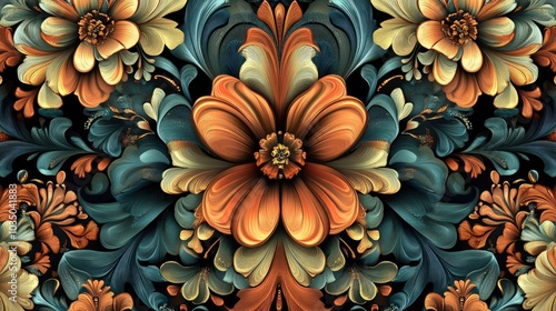 Contemporary floral design in raster format suitable for various applications including apparel wallpapers prints and carpet patterns featuring ornate glass art influences