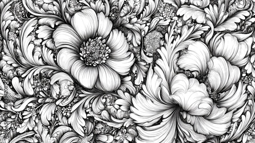 A stunning hand drawn floral pattern featuring intricate designs