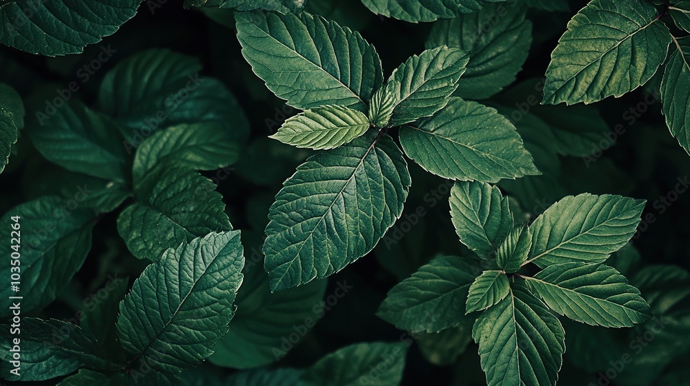 Lush Green Leaves in Natural Setting Lush Green Leaves in Natural Setting