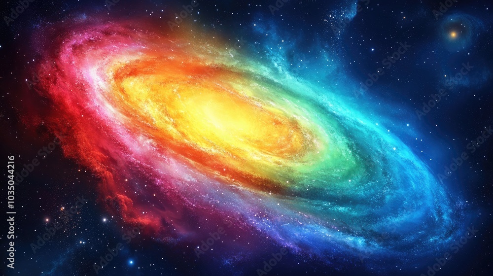 3D cartoon depiction of a stunning galaxy in outer space featuring a colorful nebula and starry night sky in rainbow hues 3D cartoon depiction of a stunning galaxy in outer space featuring a colorful nebula and starry night sky in rainbow hues