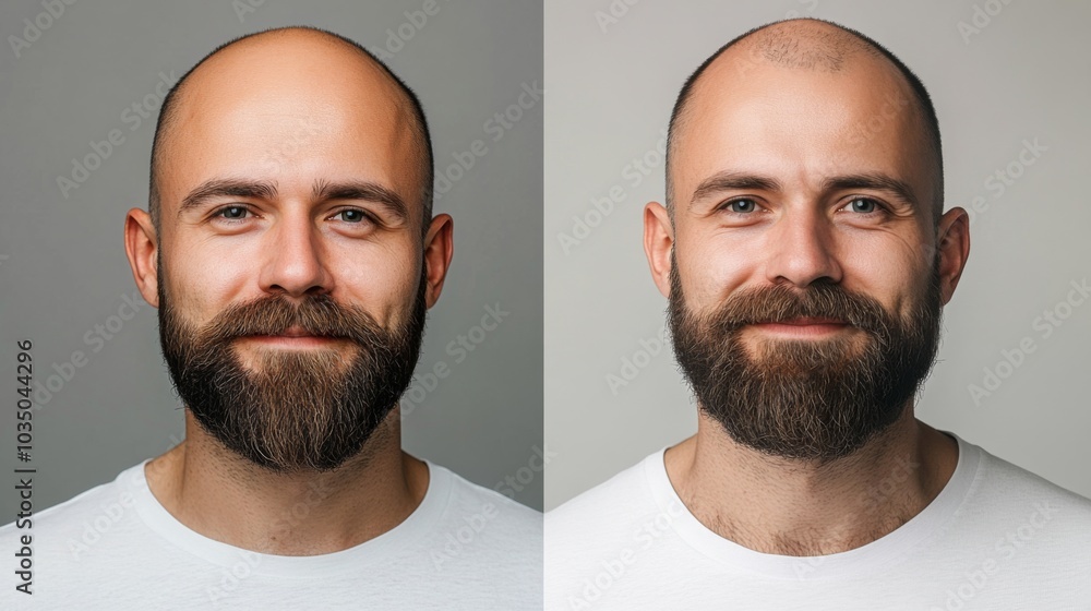 Bald Bearded Man Side by Side Bald Bearded Man Side by Side