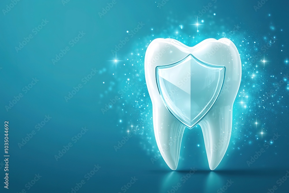 custom made wallpaper toronto digitalShiny tooth with protective shield and sparkles on blue