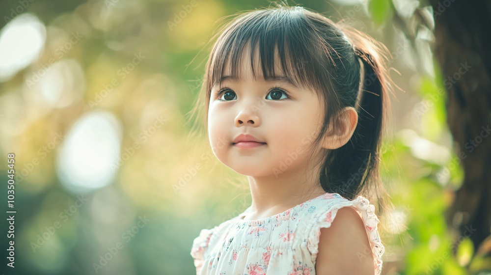 Adorable young girl in a playground, captured in a gentle blur with ample space for text. Adorable young girl in a playground, captured in a gentle blur with ample space for text.