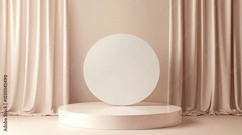 Product showcase and display pedestal concept Empty product stand with geometric shape on pastel background for new product launches banners sales cosmetics and presentations Includes space for te Product showcase and display pedestal concept Empty product stand with geometric shape on pastel background for new product launches banners sales cosmetics and presentations Includes space for te